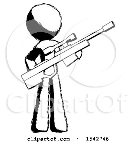 Ink Design Mascot Man Holding Sniper Rifle Gun by Leo Blanchette