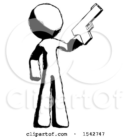 Ink Design Mascot Man Holding Handgun by Leo Blanchette