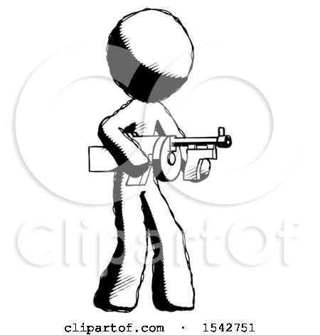 Ink Design Mascot Man Tommy Gun Gangster Shooting Pose by Leo Blanchette