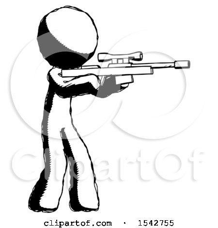 Ink Design Mascot Man Shooting Sniper Rifle by Leo Blanchette