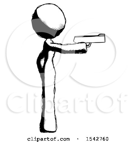 Ink Design Mascot Woman Firing a Handgun by Leo Blanchette