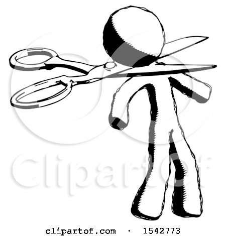 Ink Design Mascot Man Scissor Beheading Office Worker Execution by Leo Blanchette