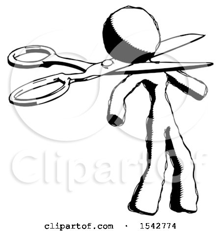 Ink Design Mascot Woman Scissor Beheading Office Worker Execution by Leo Blanchette