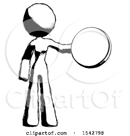 Ink Design Mascot Woman Holding a Large Compass by Leo Blanchette