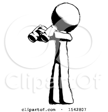 Ink Design Mascot Man Holding Binoculars Ready to Look Left by Leo Blanchette