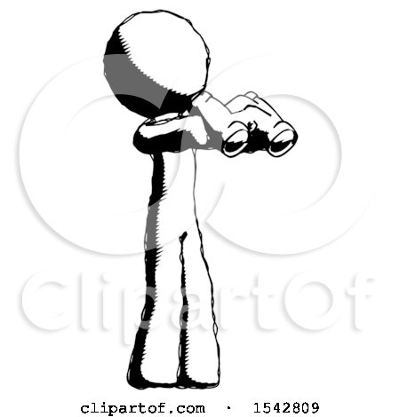 Ink Design Mascot Man Holding Binoculars Ready to Look Right by Leo Blanchette