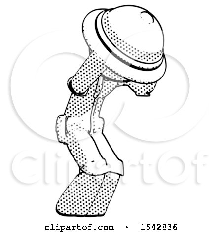 Halftone Explorer Ranger Man with Headache or Covering Ears Turned to His Right by Leo Blanchette