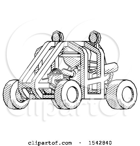 Halftone Explorer Ranger Man Riding Sports Buggy Side Angle View by Leo Blanchette
