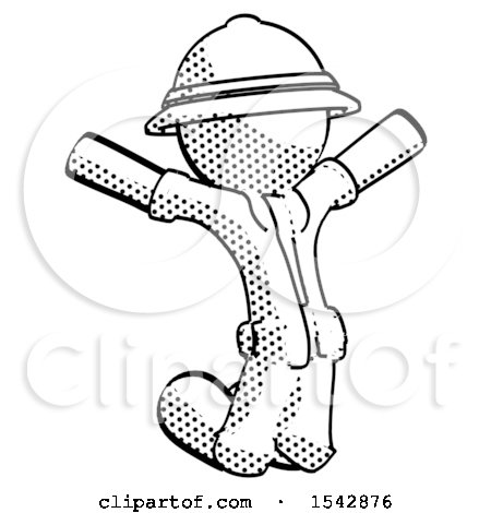 Halftone Explorer Ranger Man Jumping or Kneeling with Gladness by Leo Blanchette