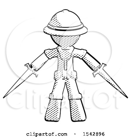 Halftone Explorer Ranger Man Two Sword Defense Pose by Leo Blanchette