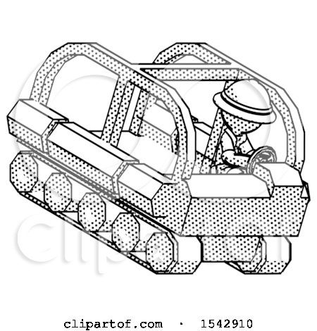 Halftone Explorer Ranger Man Driving Amphibious Tracked Vehicle Top Angle View by Leo Blanchette