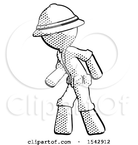 Halftone Explorer Ranger Man Suspense Action Pose Facing Left by Leo Blanchette