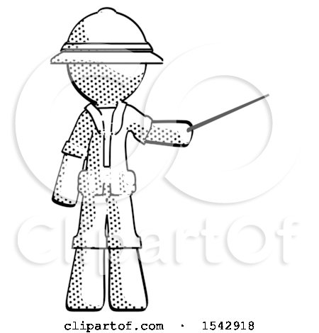 Halftone Explorer Ranger Man Teacher or Conductor with Stick or Baton Directing by Leo Blanchette