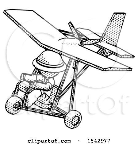 Halftone Explorer Ranger Man in Ultralight Aircraft Top Side View by Leo Blanchette