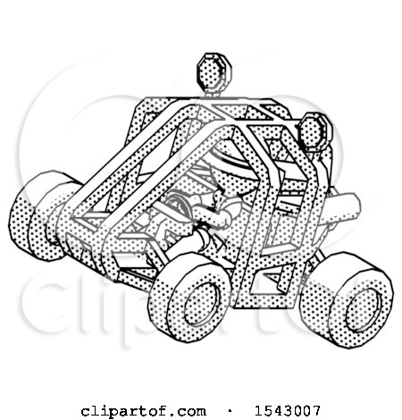 Halftone Explorer Ranger Man Riding Sports Buggy Side Top Angle View by Leo Blanchette