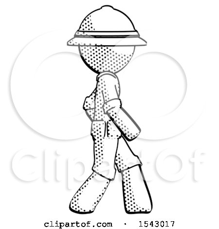 Halftone Explorer Ranger Man Walking Right Side View by Leo Blanchette