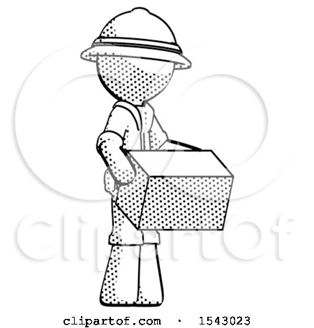 Halftone Explorer Ranger Man Holding Package to Send or Recieve in Mail by Leo Blanchette