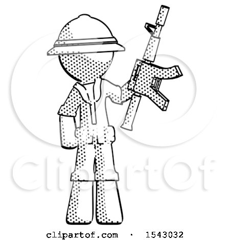 Halftone Explorer Ranger Man Holding Automatic Gun by Leo Blanchette