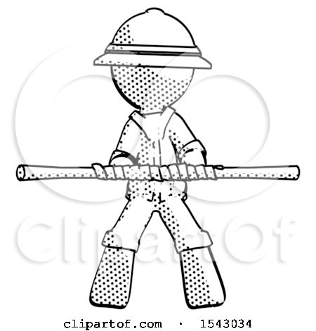 Halftone Explorer Ranger Man Bo Staff Kung Fu Defense Pose by Leo Blanchette