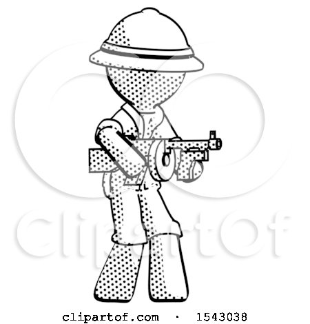 Halftone Explorer Ranger Man Tommy Gun Gangster Shooting Pose by Leo Blanchette