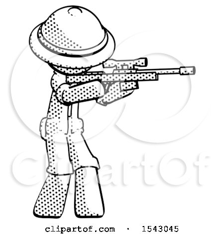 Halftone Explorer Ranger Man Shooting Sniper Rifle by Leo Blanchette