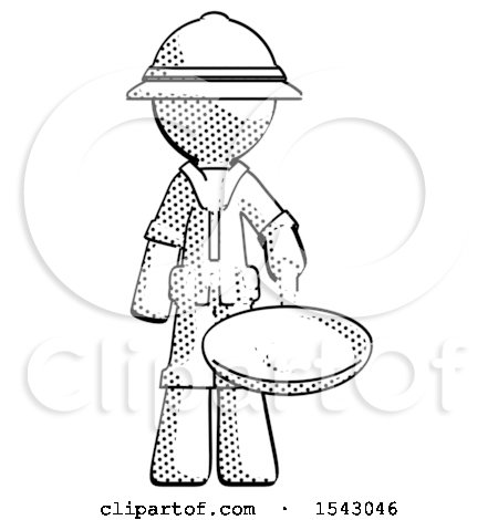 Halftone Explorer Ranger Man Frying Egg in Pan or Wok by Leo Blanchette