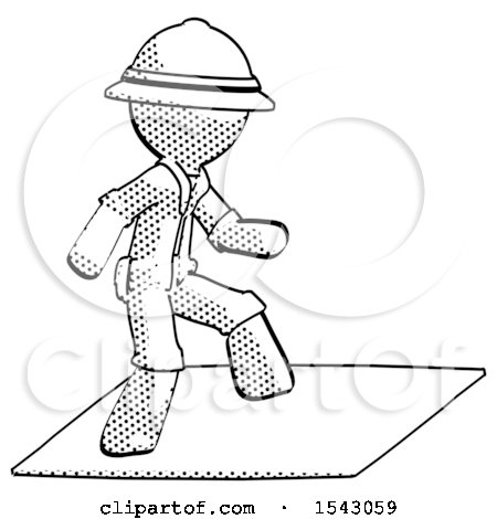 Halftone Explorer Ranger Man on Postage Envelope Surfing by Leo Blanchette