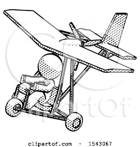 Halftone Design Mascot Man in Ultralight Aircraft Top Side View by Leo Blanchette