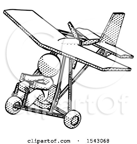 Halftone Design Mascot Woman in Ultralight Aircraft Top Side View by Leo Blanchette