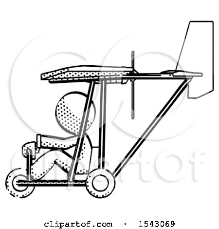 Halftone Design Mascot Man in Ultralight Aircraft Side View by Leo Blanchette