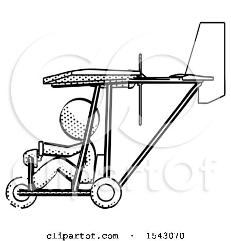 Halftone Design Mascot Woman in Ultralight Aircraft Side View by Leo Blanchette