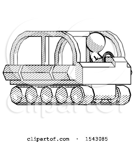 Halftone Design Mascot Man Driving Amphibious Tracked Vehicle Side Angle View by Leo Blanchette