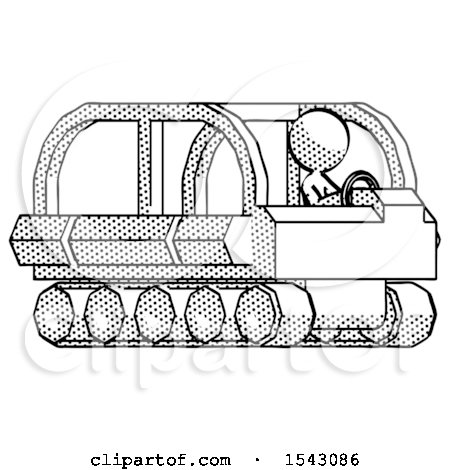 Halftone Design Mascot Woman Driving Amphibious Tracked Vehicle Side Angle View by Leo Blanchette