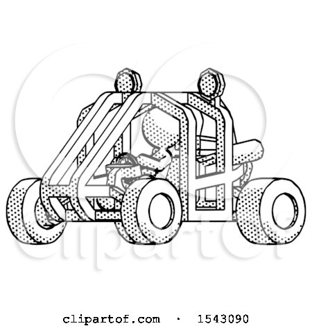 Halftone Design Mascot Woman Riding Sports Buggy Side Angle View by Leo Blanchette