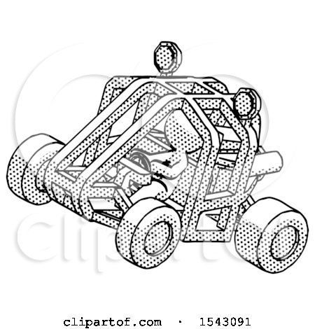 Halftone Design Mascot Man Riding Sports Buggy Side Top Angle View by Leo Blanchette