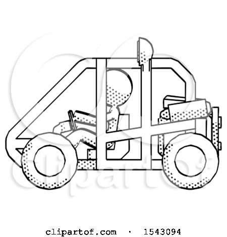 Halftone Design Mascot Woman Riding Sports Buggy Side View by Leo Blanchette