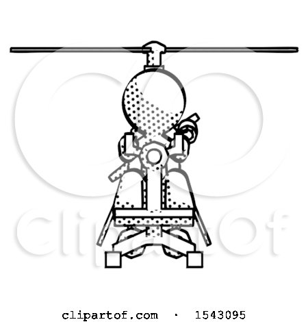 Halftone Design Mascot Man Flying in Gyrocopter Front View by Leo Blanchette