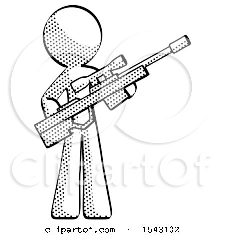 Halftone Design Mascot Man Holding Sniper Rifle Gun by Leo Blanchette