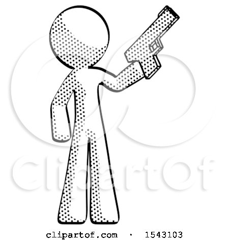 Halftone Design Mascot Man Holding Handgun by Leo Blanchette