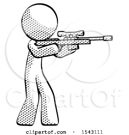 Halftone Design Mascot Man Shooting Sniper Rifle by Leo Blanchette
