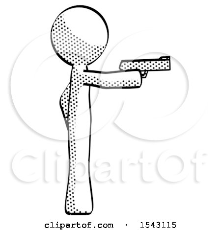 Halftone Design Mascot Man Firing a Handgun by Leo Blanchette
