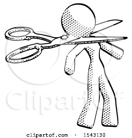 Halftone Design Mascot Woman Scissor Beheading Office Worker Execution by Leo Blanchette