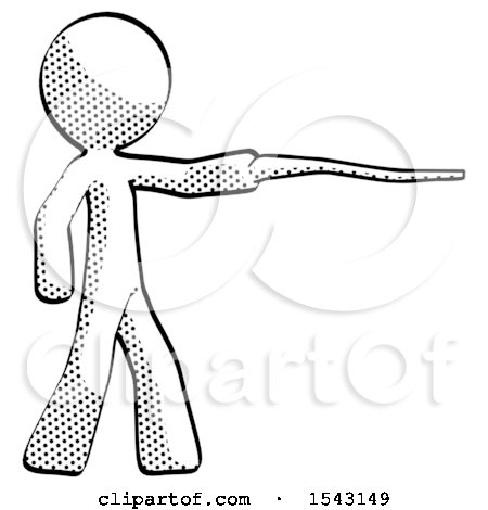 Halftone Design Mascot Man Pointing with Hiking Stick by Leo Blanchette