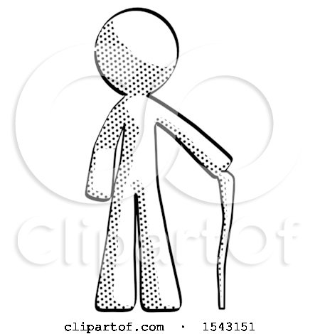 Halftone Design Mascot Man Standing with Hiking Stick by Leo Blanchette