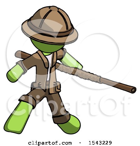Green Explorer Ranger Man Bo Staff Action Hero Kung Fu Pose by Leo Blanchette