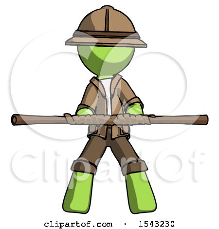 Green Explorer Ranger Man Bo Staff Kung Fu Defense Pose by Leo Blanchette