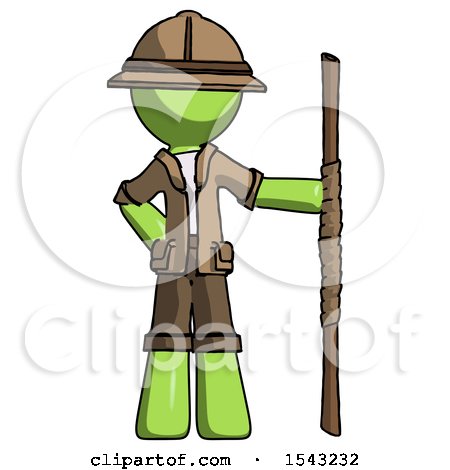 Green Explorer Ranger Man Holding Staff or Bo Staff by Leo Blanchette