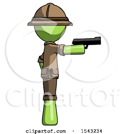 Green Explorer Ranger Man Firing a Handgun by Leo Blanchette