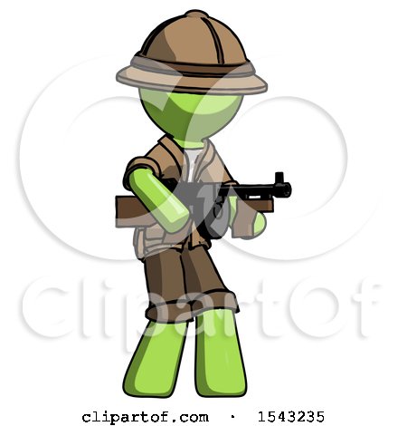 Green Explorer Ranger Man Tommy Gun Gangster Shooting Pose by Leo Blanchette