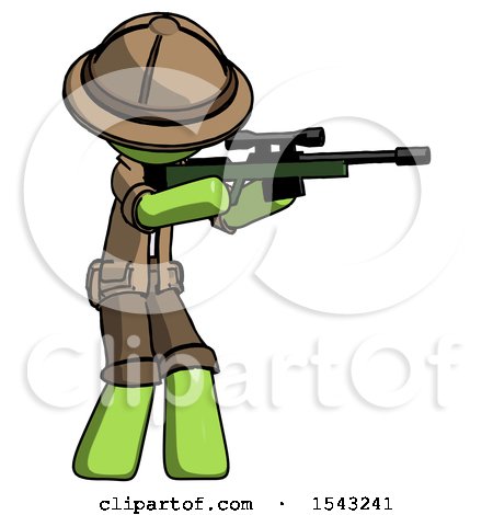 Green Explorer Ranger Man Shooting Sniper Rifle by Leo Blanchette